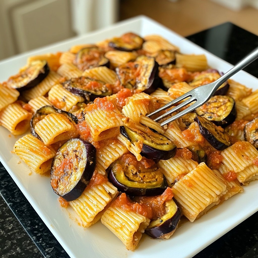 Rigatoni mit Auberginen-Tomatensauce