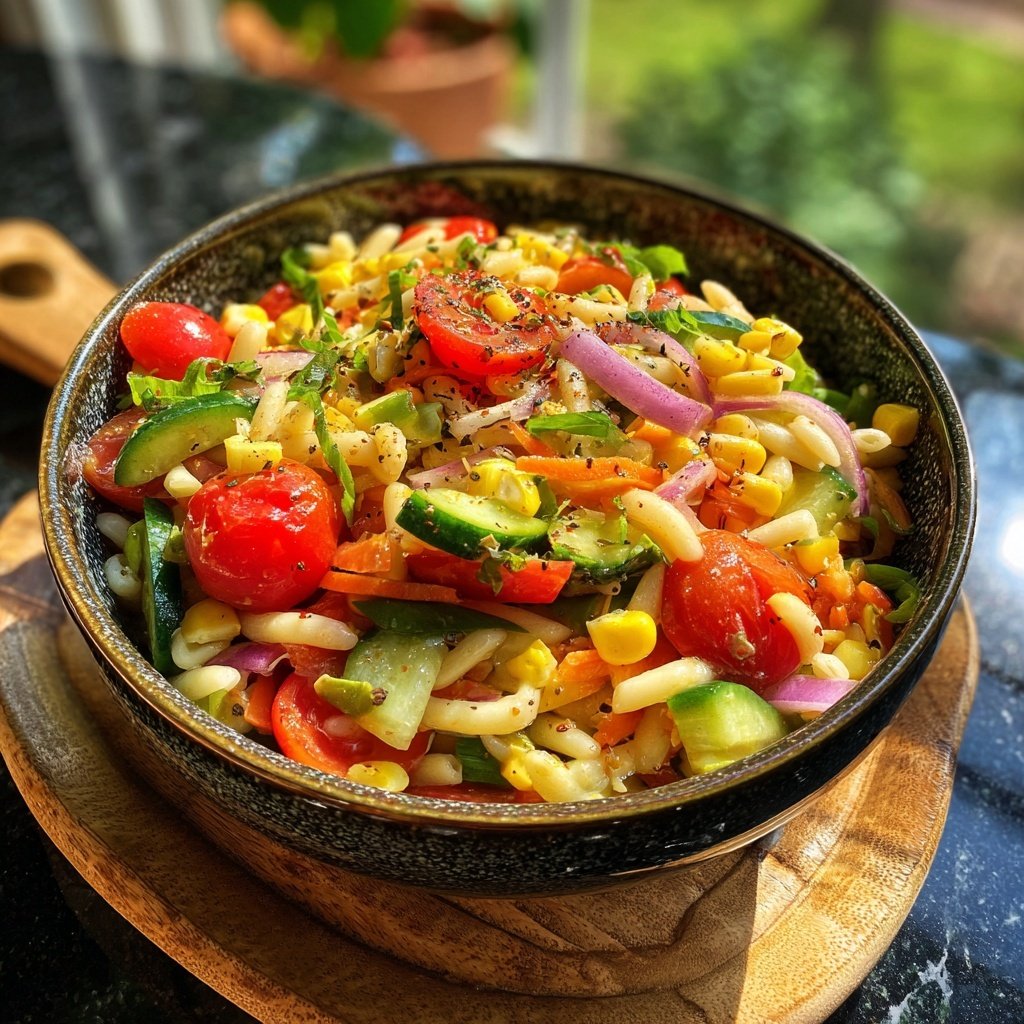 Mediterraner Nudelsalat Mit Mais