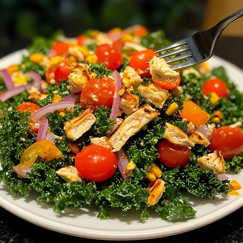 Gesunder Grünkohl Hühnchensalat